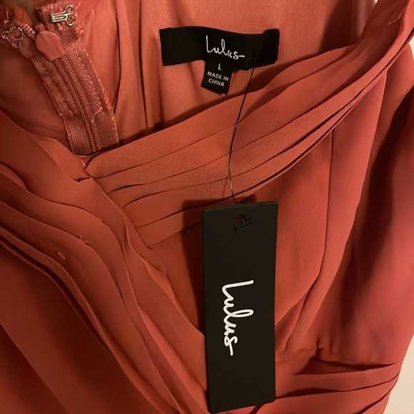 Lulu’s Romantic Elegance Terra Cotta Off-the-Shoulder Maxi Dress - Picture 7 of 7